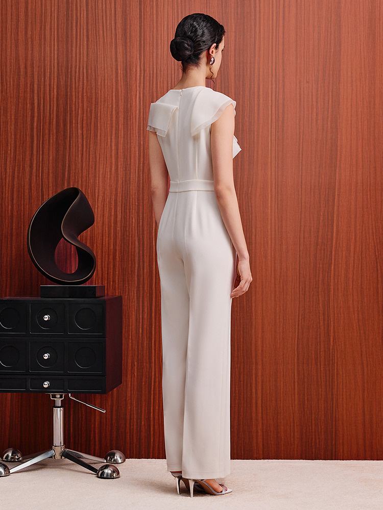 OBBLIGATO奥丽嘉朵2026夏季新款米白流光沙连体裤1C36202030