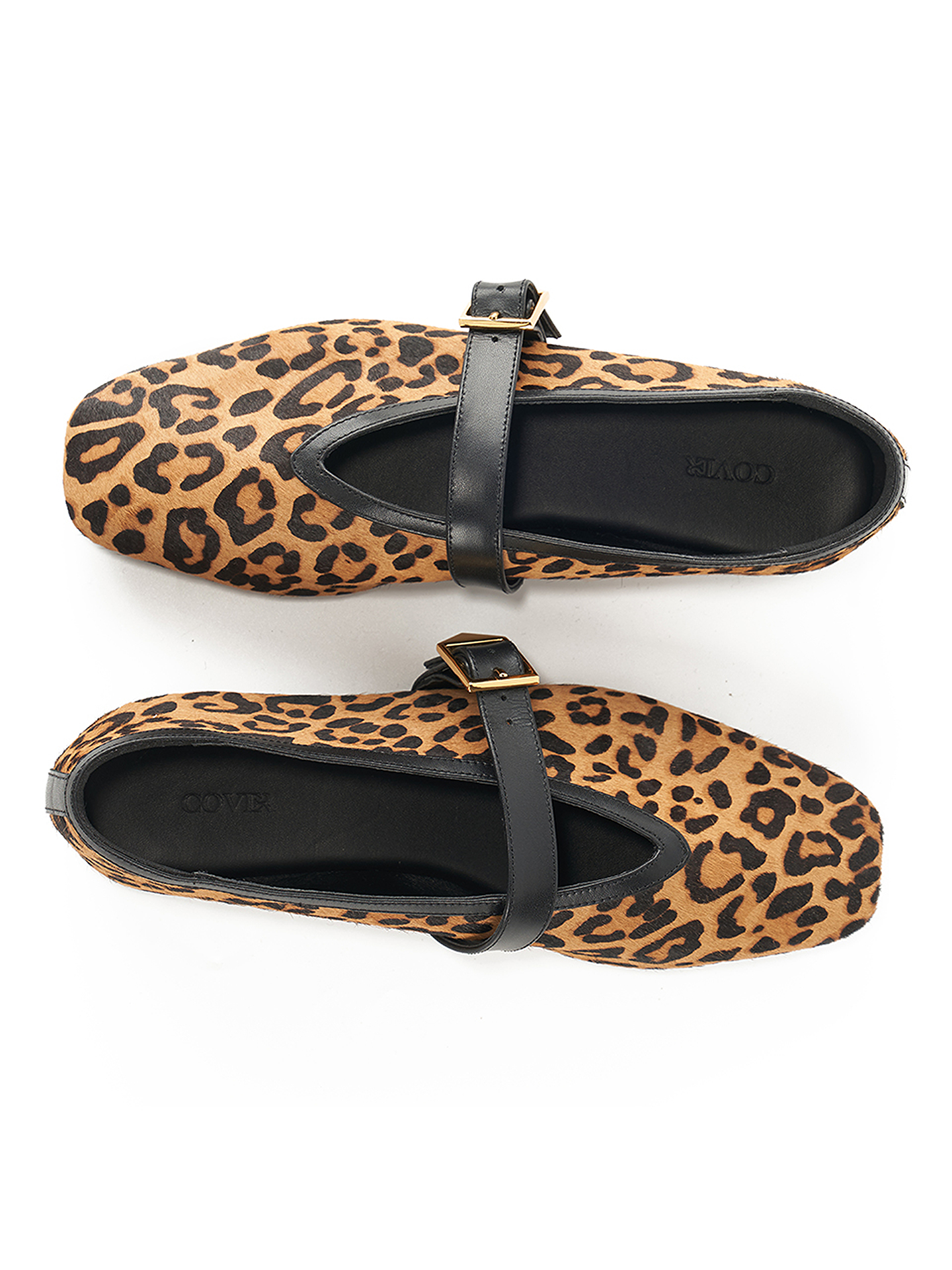 COVERINS2026新款豹纹马毛真皮平底单鞋女芭蕾舞鞋CC36192020