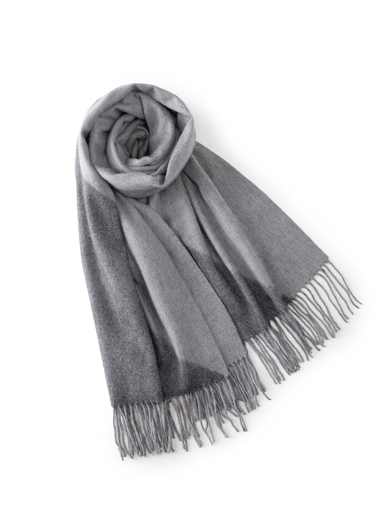 INSUN恩裳2024冬季亲肤羊毛流苏长款围巾9C34590050