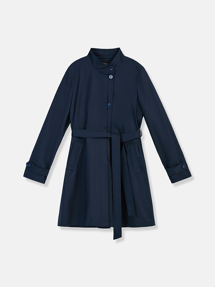 YINER音儿专选2026春季新款时尚通勤翻立两用领系带收腰风衣外套8C66107036