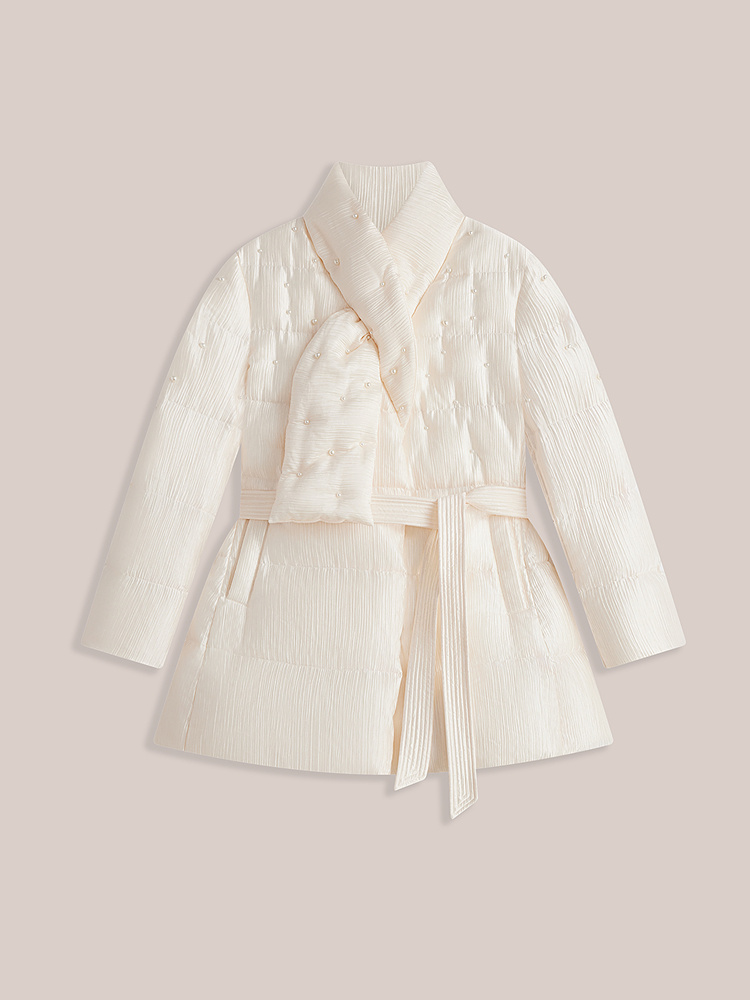 OBBLIGATO奥丽嘉朵2026冬季新款围巾式立领钉珠收腰保暖羽绒服1C66508520