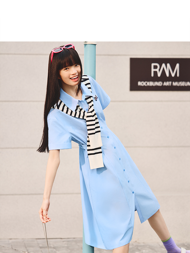 ToyzY2025夏季刺绣披肩衬衫连衣裙ZC35205340