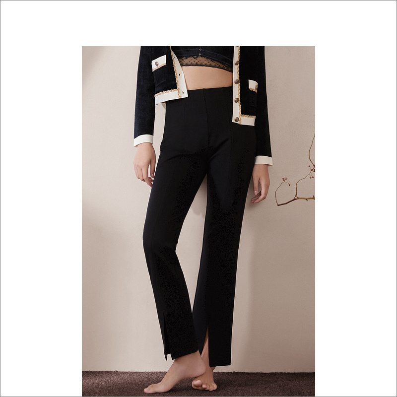 YINER LIFE 女士微喇开衩小黑裤8J52527020