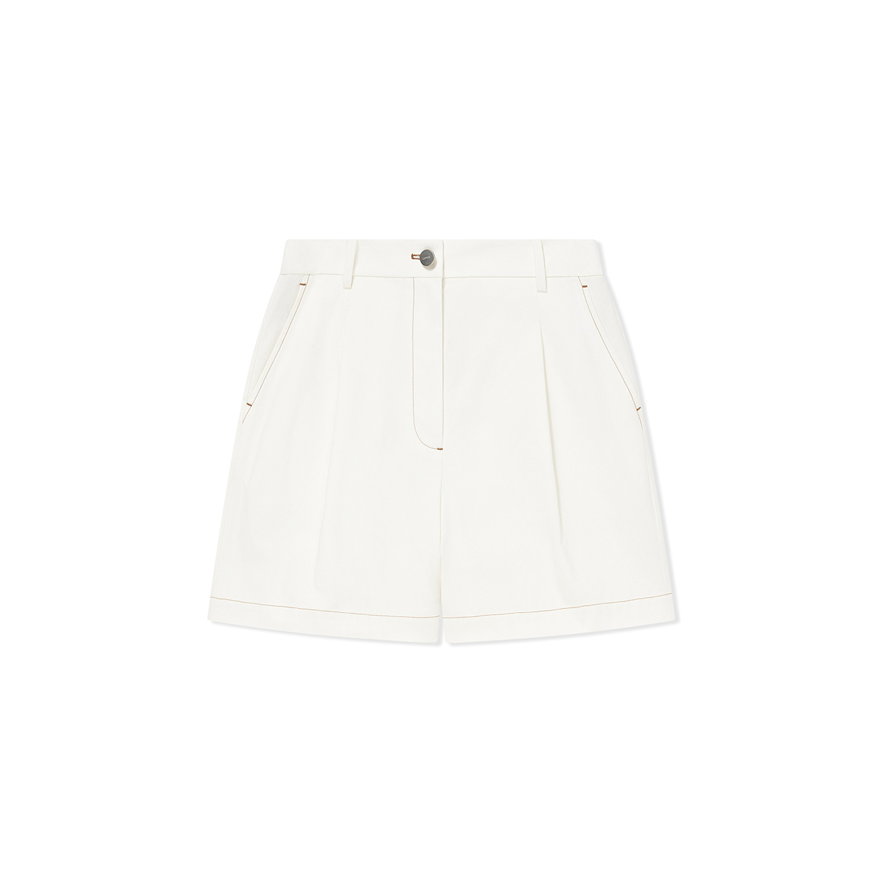 COVERINS2026夏季新款白色100棉宽松直筒短裤CC36220280