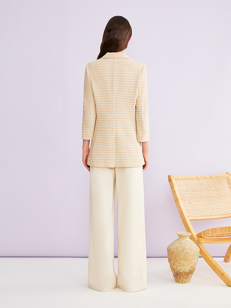 YINER音儿2026夏季新款优雅时尚通勤西装平驳领棉混纺一粒扣外套8C36210270