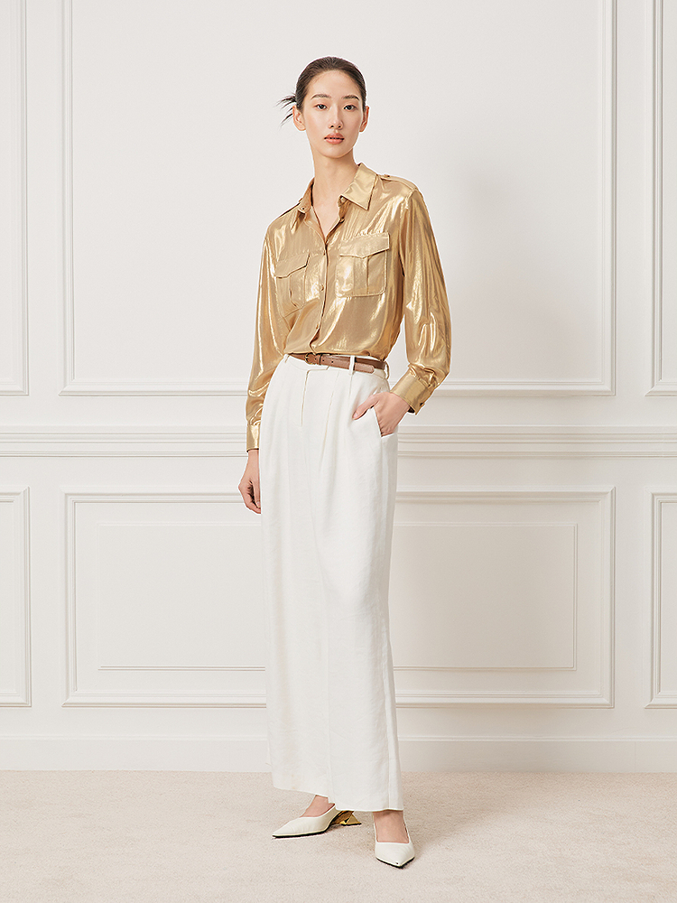 【压印工艺】Song of Song歌中歌2026春季新款金色工装老钱风衬衫5C36130080