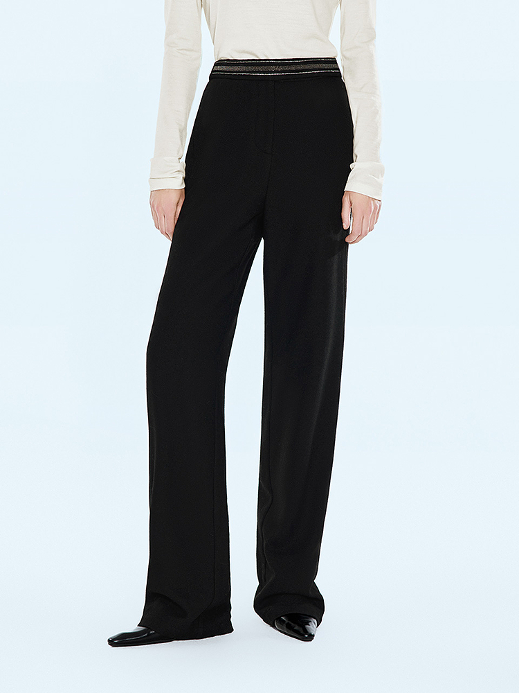 COVERINS2024年冬季羊毛混纺高腰显瘦直筒休闲裤CC64520010