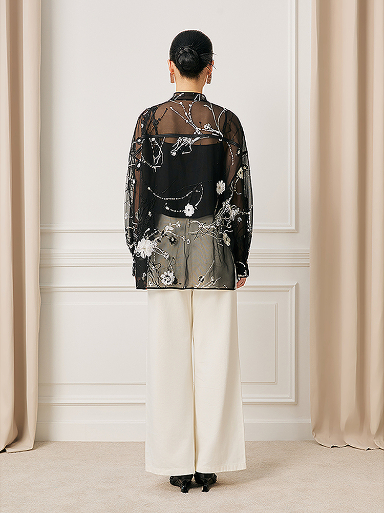 【梅花刺绣】Song of Song歌中歌2026春季泼墨绣花新中式罩衫5C36130160