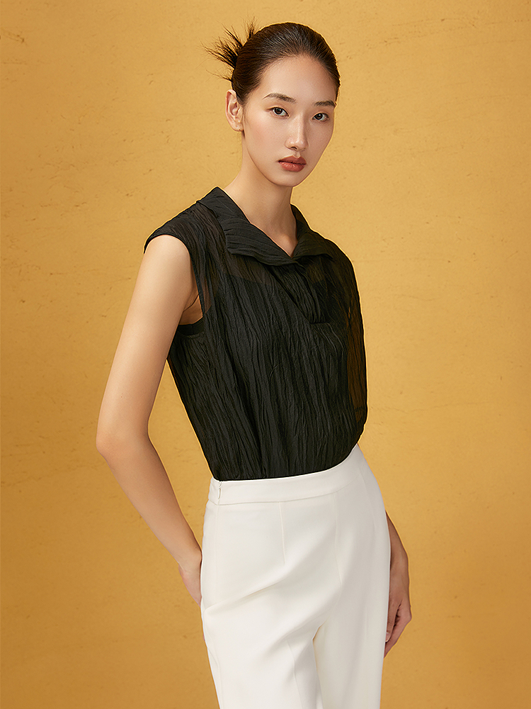 SongofSong歌中歌2025冬季新品压褶薄纱新中式美学背心5C35504010