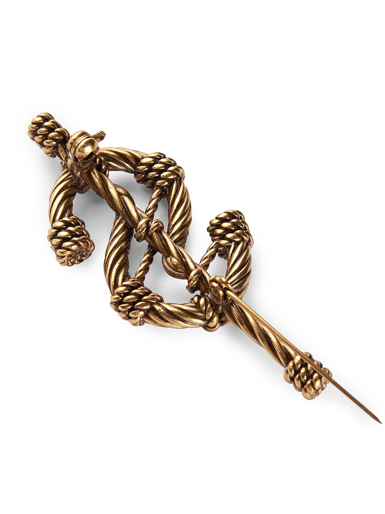 INSUN恩裳2024秋季复古金色几何编织女士胸针9C34394010
