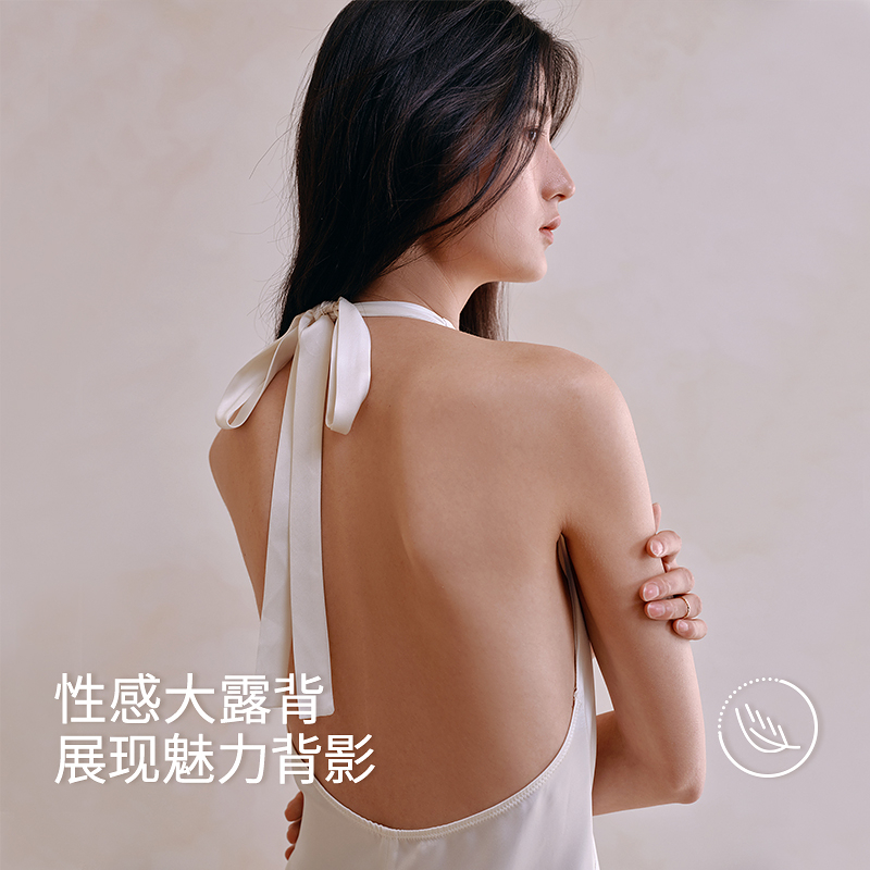 醋酸带杯女士挂脖睡裙8J35227110
