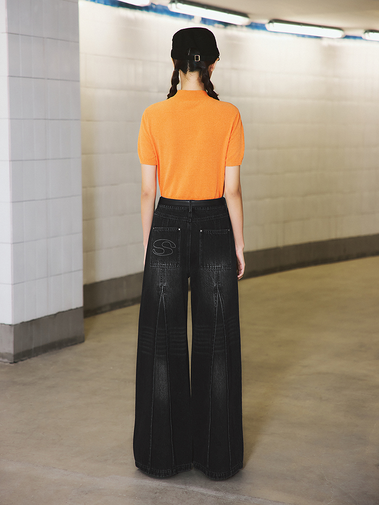 SALT.P可颜 2026春季新款复古“嬉皮风”亮橙色半高领毛衫AC36106350