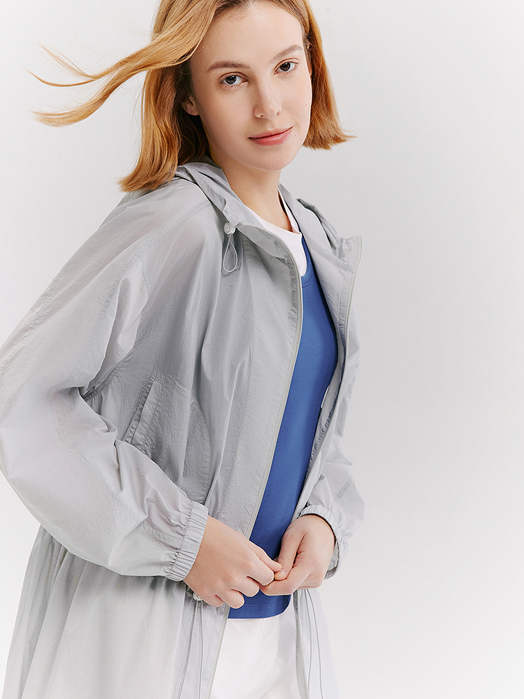 XII BASKET十二篮26夏新款轻薄负离子抗菌连帽收腰户外中长防晒风衣7C36207010