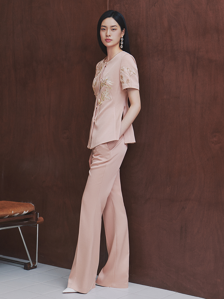 OBBLIGATO奥丽嘉朵2026夏季新款三醋酸重工刺绣新中式收腰上衣1C66210030