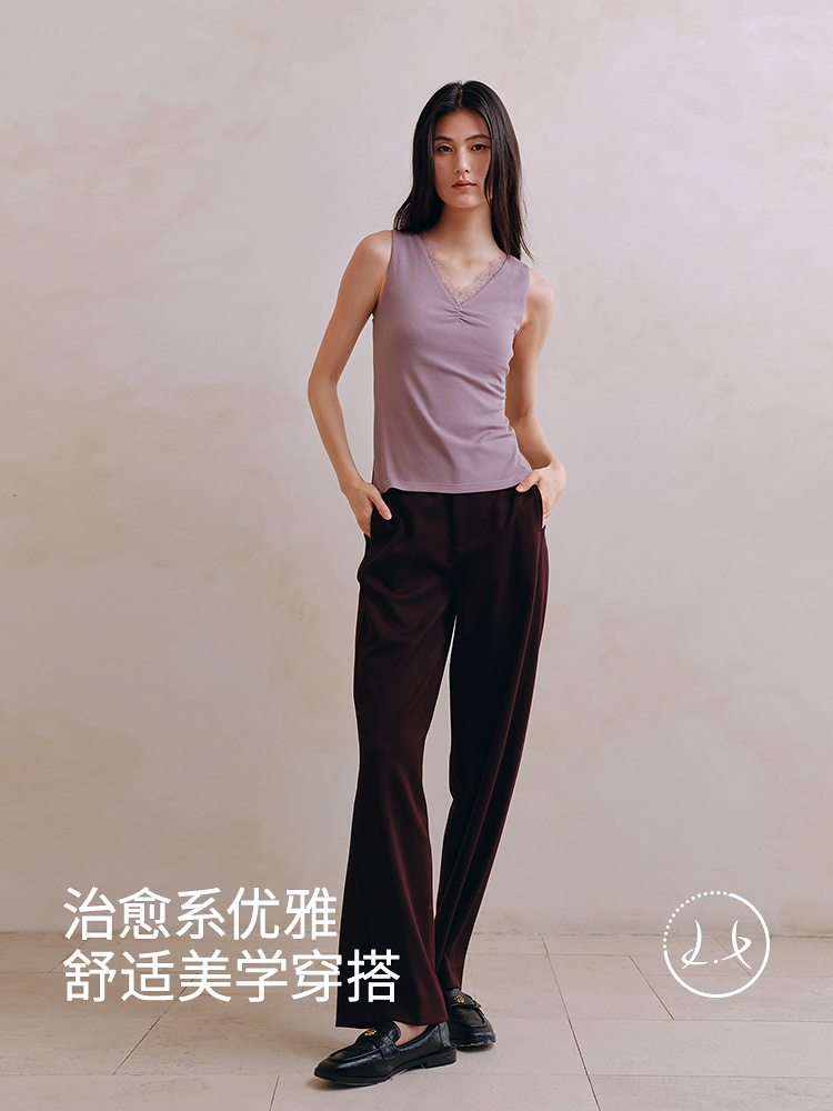 蕾丝德绒蚕丝磨毛带杯背心8J35527020