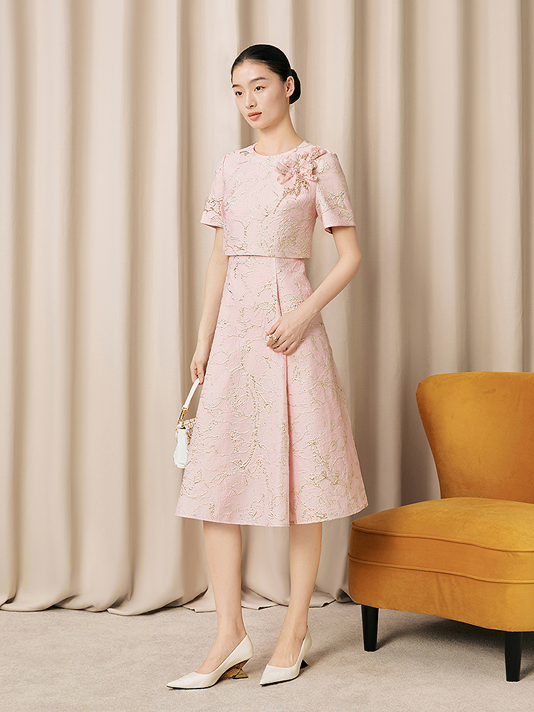 Song of Song歌中歌2026夏季新款浮雕花影·土耳其提花连衣裙5C36205410