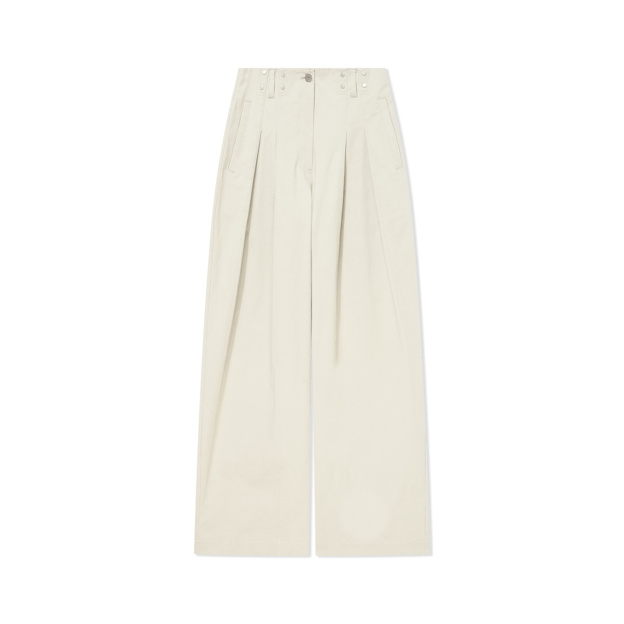 COVERINS2026夏季新款浅卡其宽松亚银铆钉褶裥阔腿裤CC36220040