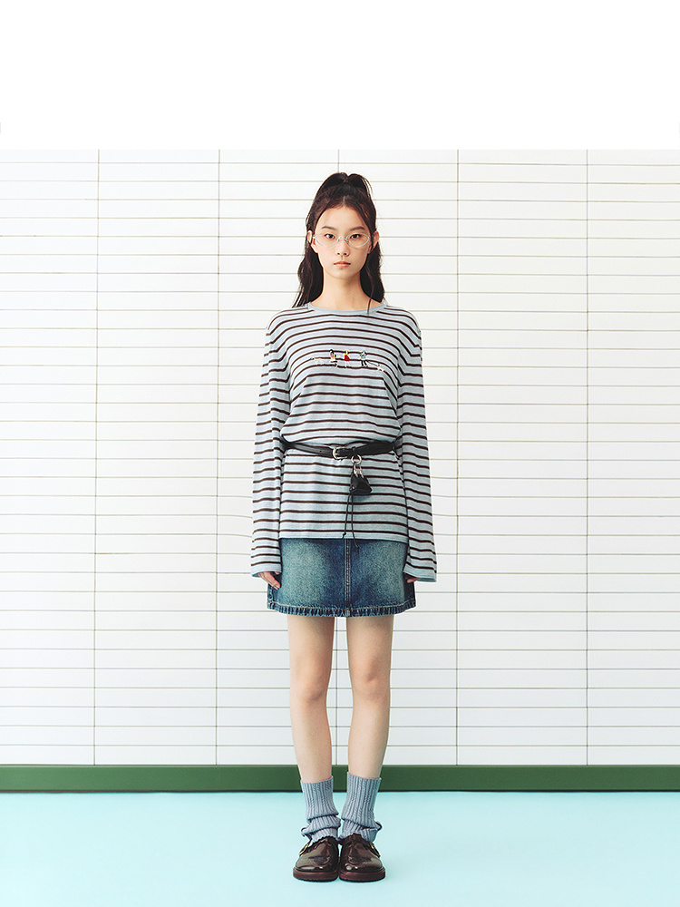 ToyzY2026春季新款趣味人物绣花亲肤T恤ZC36106790