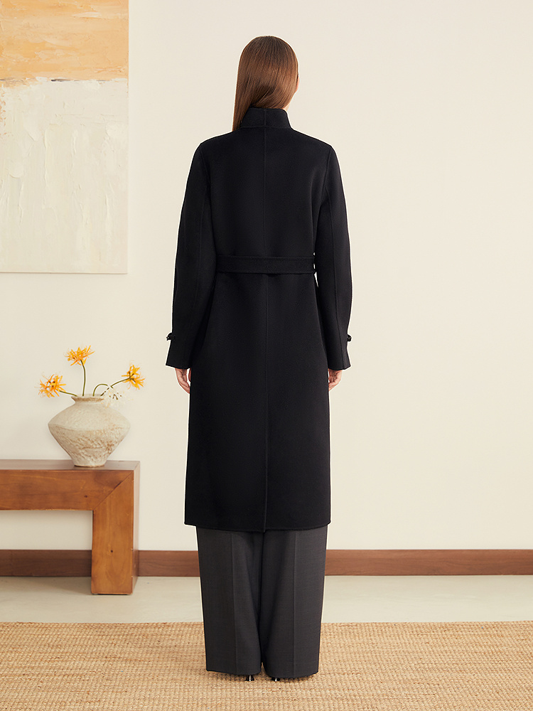 YINER音儿专选2025冬季新款立领翻领可切羊毛羊绒混纺双面呢大衣