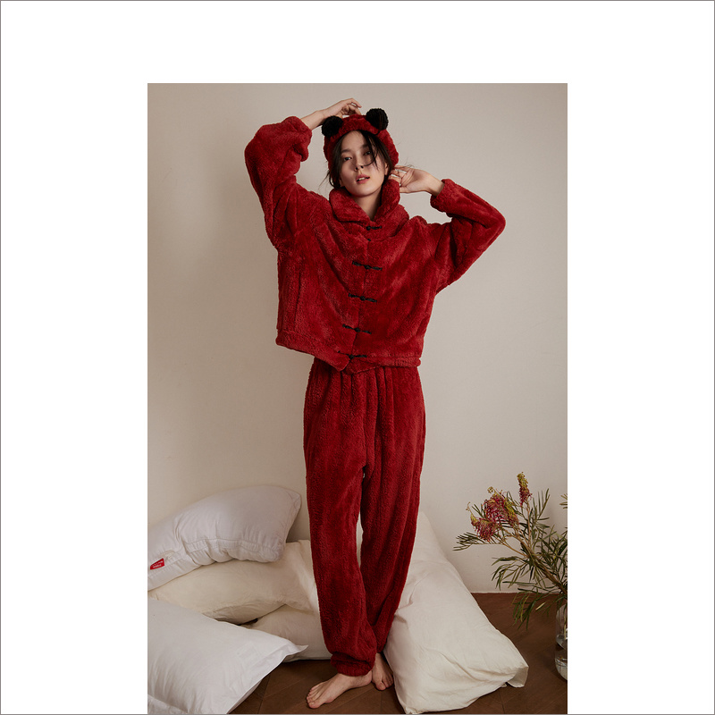 YINER LIFE 国风熊猫舒柔双面绒家居套装8J52505210