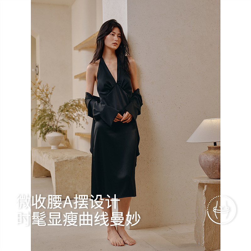 醋酸带杯女士挂脖睡裙8J35227110