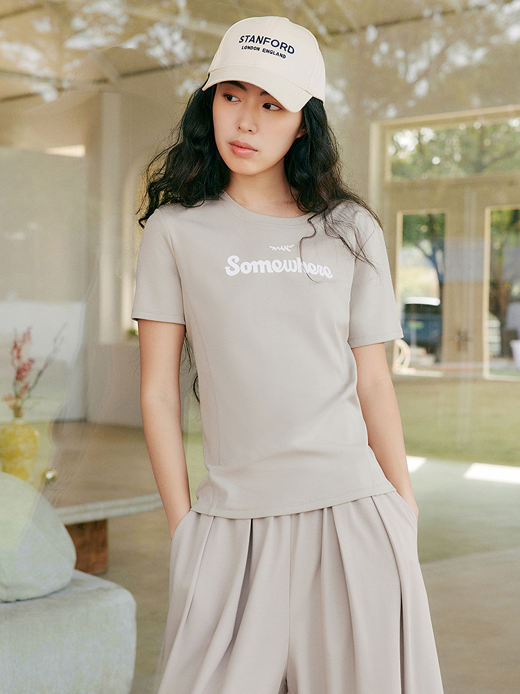 XII BASKET十二篮26夏新款撞色印花修身休闲吸湿透气T恤7C36260200