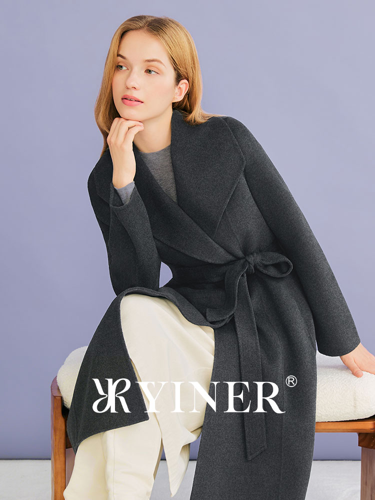 【刘涛同款】YINER音儿2026冬季新款老钱风翻领山羊绒双面呢外套8C36580110