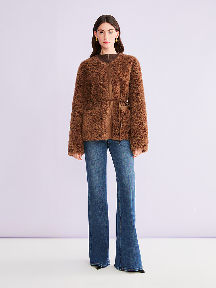 YINER音儿2026春季新款时尚复古通勤水洗棉弹显瘦休闲喇叭裤8C36120190