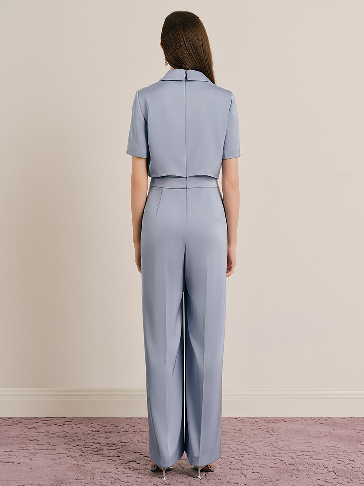 OBBLIGATO奥丽嘉朵专选2025夏季新品假两件西装领阔腿高腰连体裤1C65202180