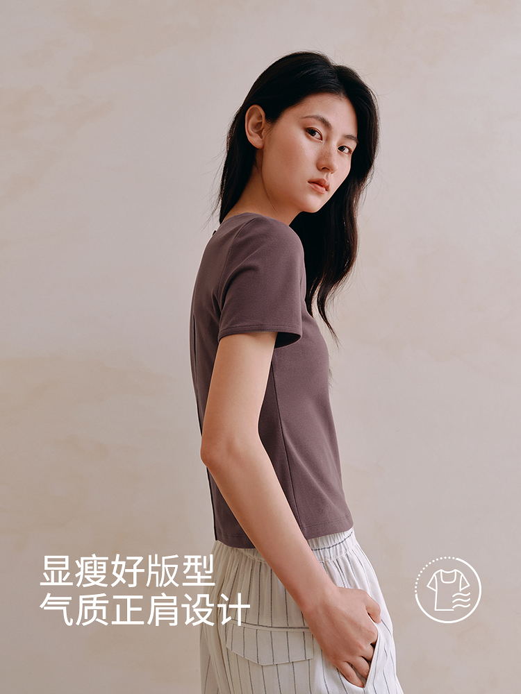 7A抗菌弹力螺纹U领T恤8J35227170