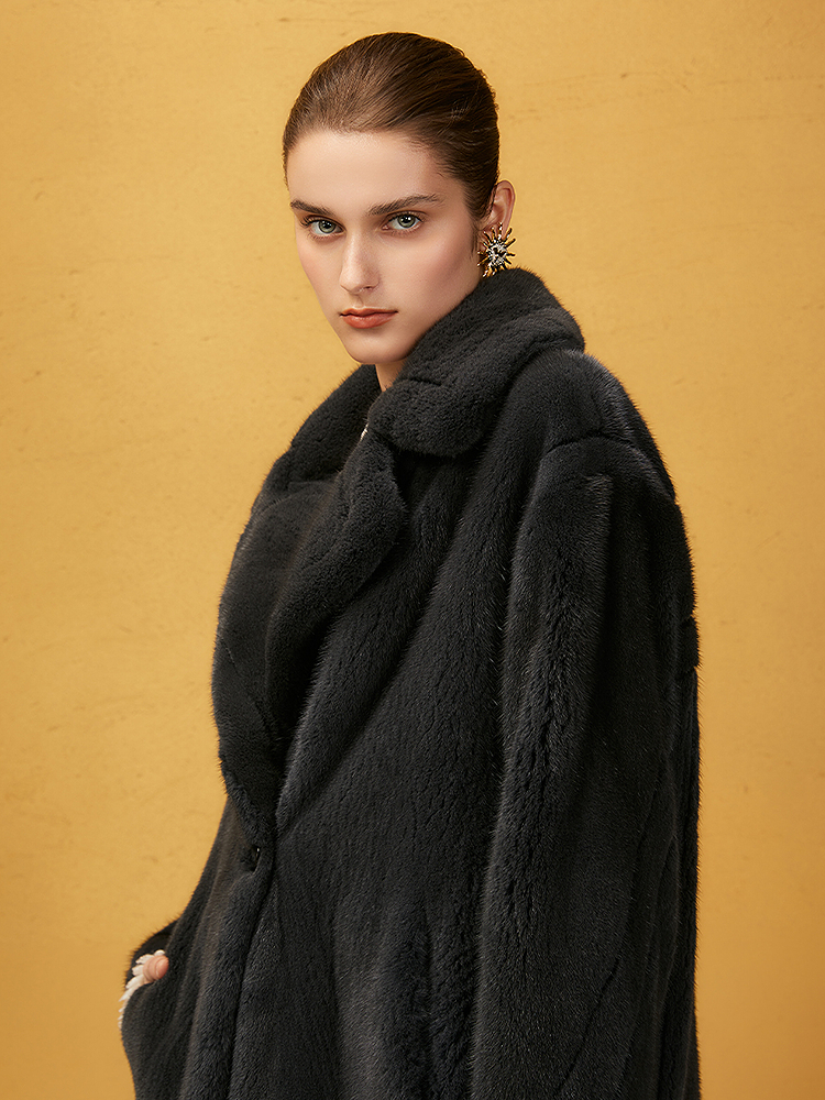 Song of Song歌中歌2025冬季新品深灰丹麦紫金貂绒星空灰泰迪熊廓形水貂皮草5C65509316