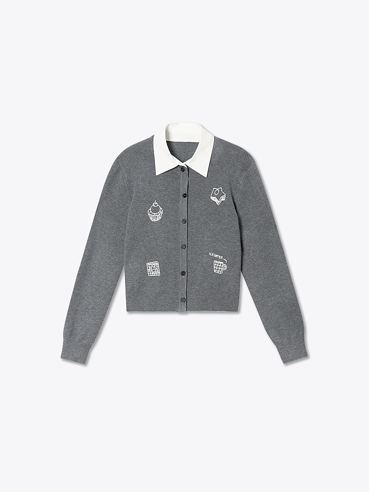 ToyzY2026春季新款学院风假两件直身版型毛针织开衫ZC36106830