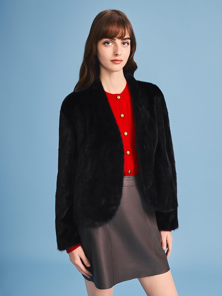 PSALTER诗篇 2026春季新款奢华整貂V领皮草外套6C66109253