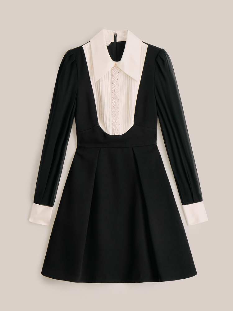 OBBLIGATO奥丽嘉朵2024春季黑色珠钻点缀时尚百搭连衣裙1C64105250