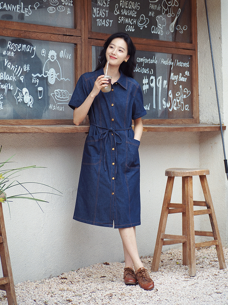 PSALTER诗篇 复古收腰牛仔连衣裙6C65205443