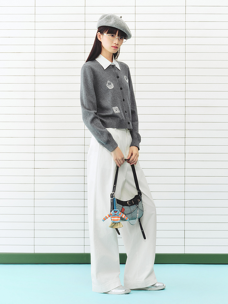 ToyzY2026春季新款学院风假两件直身版型毛针织开衫ZC36106830