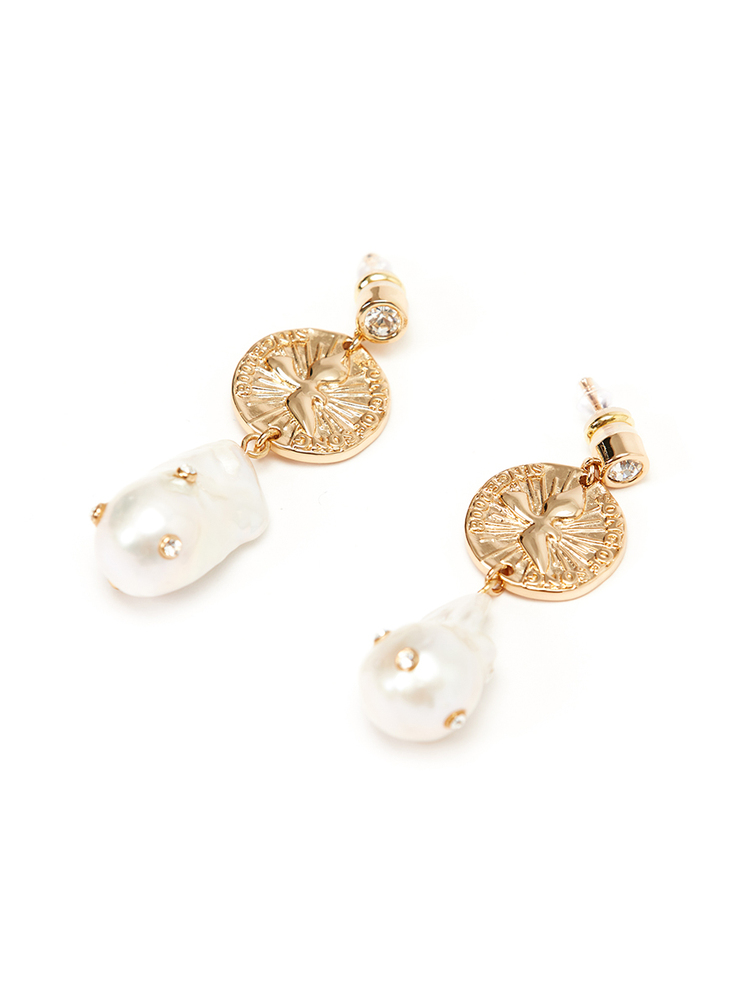 SongofSong歌中歌24春浅金色白鸽图案贝珠耳环5C34194010