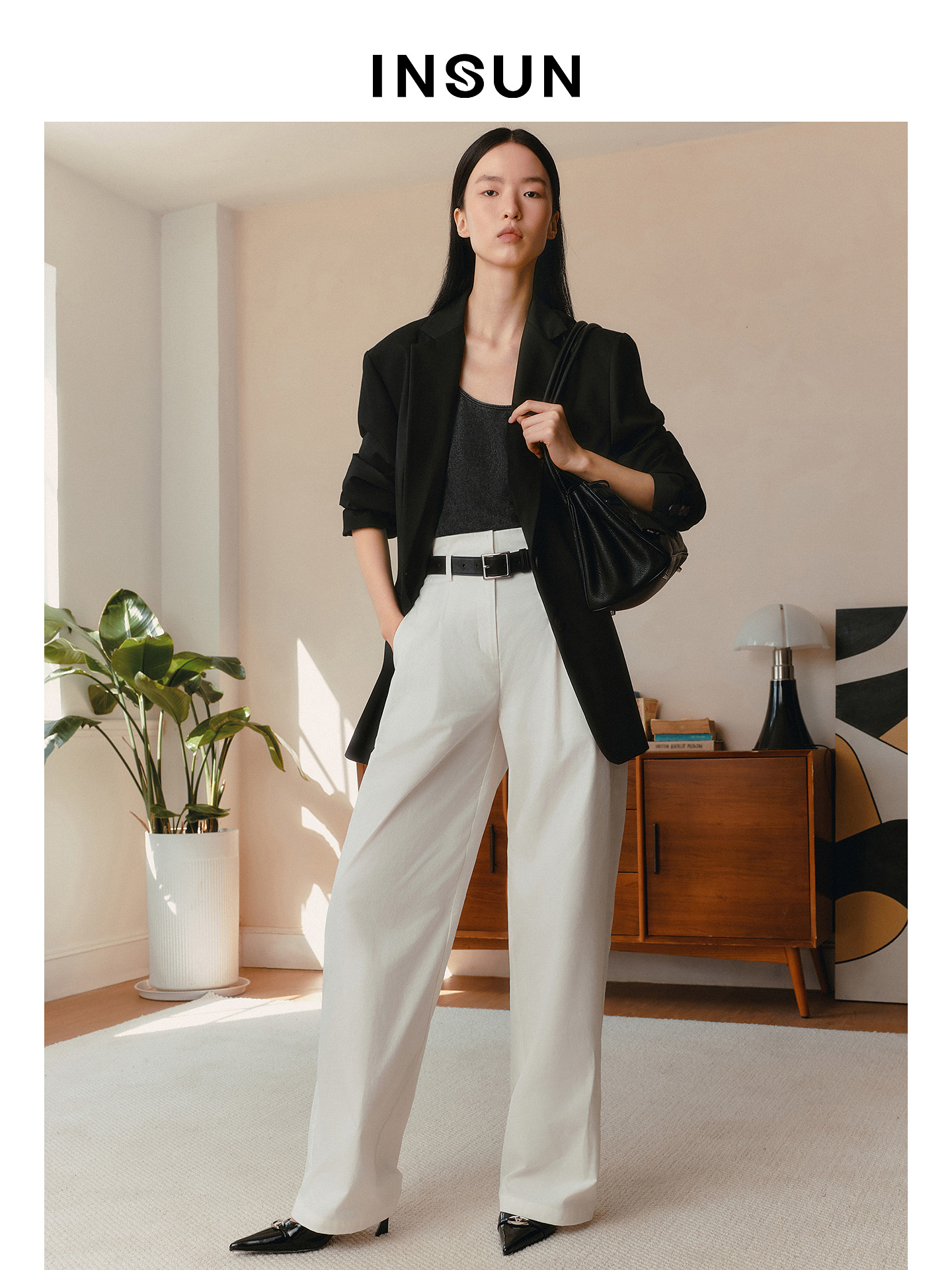 INSUN恩裳2026夏季休闲肌理感外穿100%棉牛仔背心9C36270190