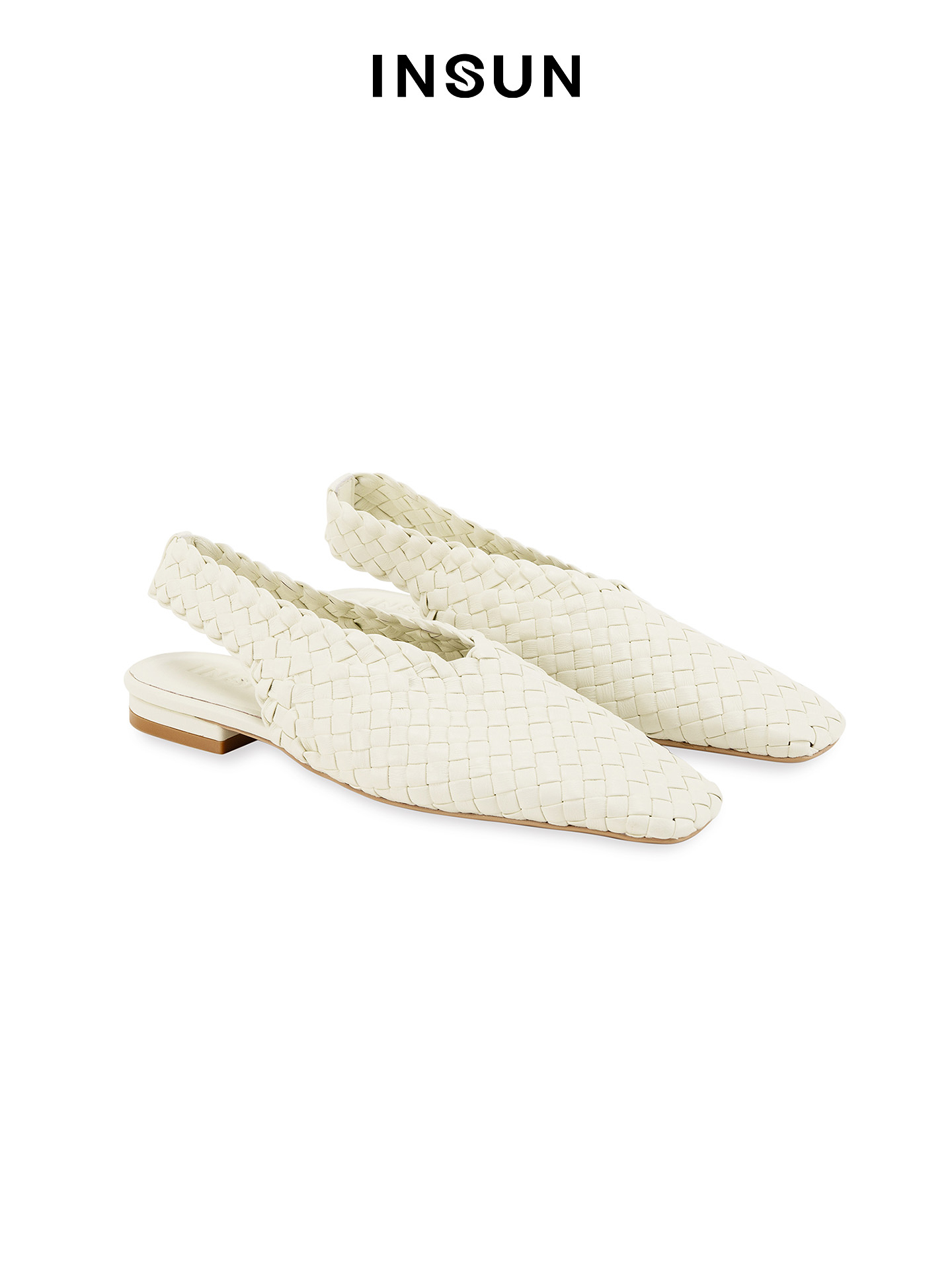 INSUN恩裳2026春复古风羊皮革方头平底鞋9C36192030