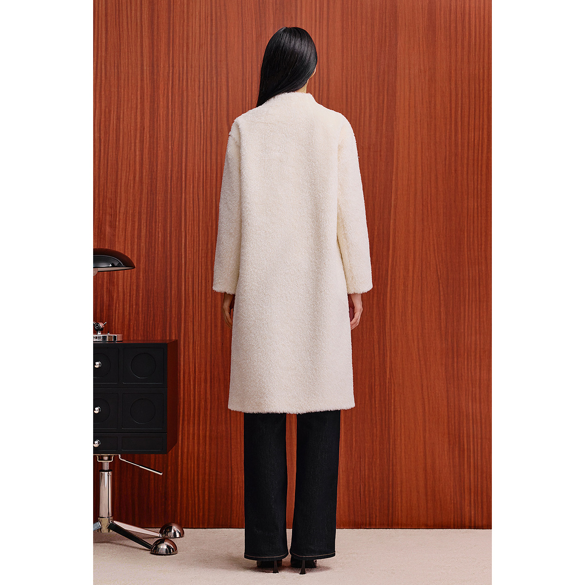 OBBLIGATO奥丽嘉朵2025冬季新款真丝里布意大利进口羊毛廓形大衣1C35580180