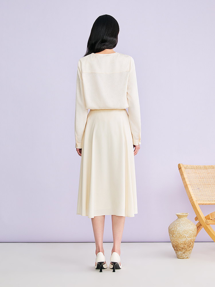 YINER音儿专选2026春季新款新中式重工盘扣圆领醋酸混纺衬衫上衣8C66170006