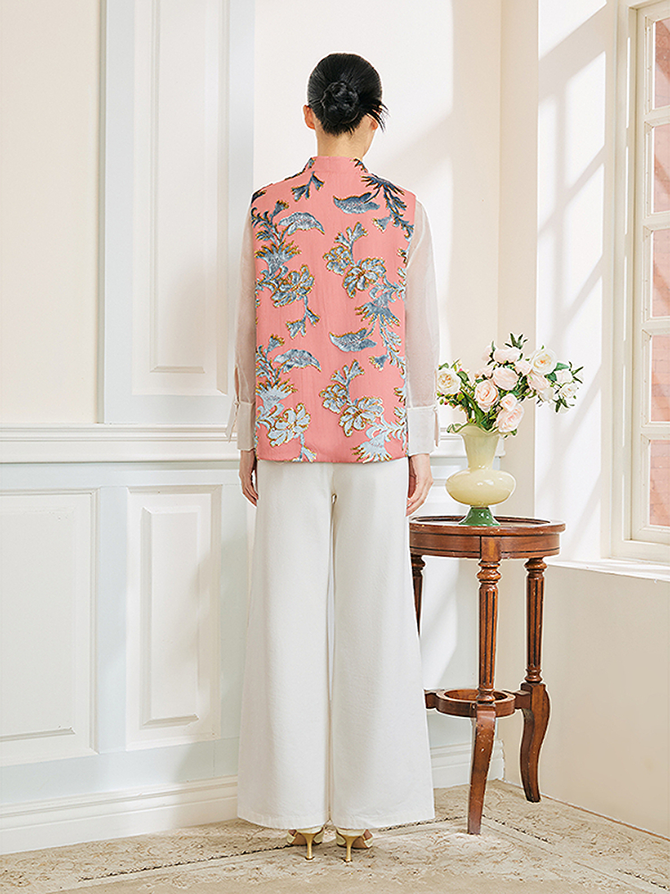 Song of Song歌中歌2026春季新品淡粉色提花马甲上衣5C36108020