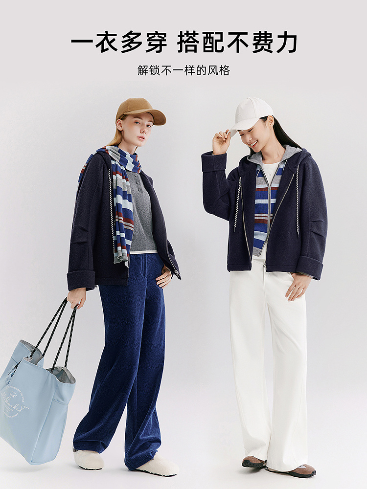 XII BASKET十二篮专选26冬新款绵羊毛呢宽松运动休闲加厚保暖连帽外套7C46510150