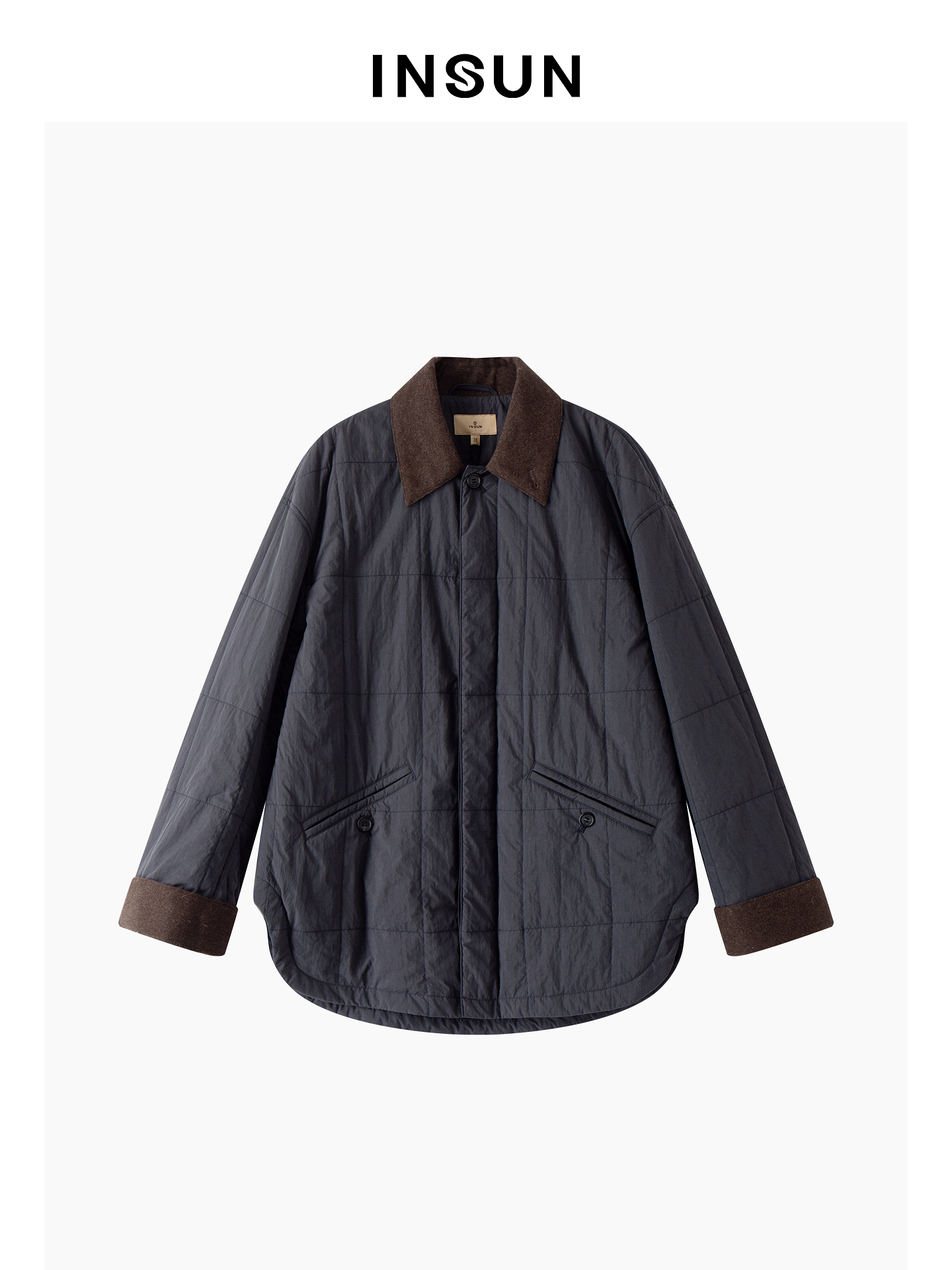 INSUN恩裳2026冬季巴恩风落肩廓形骆驼绒棉服外套9C36508010