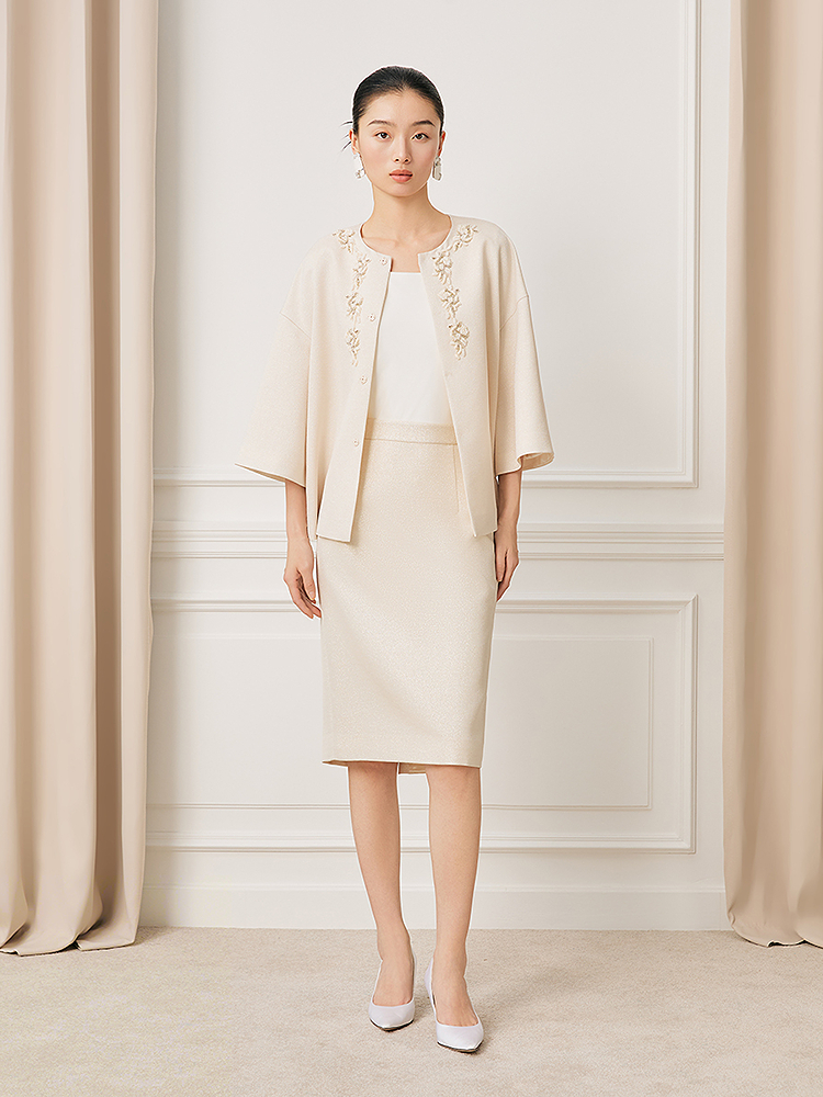 【进口三醋酸】Song of Song歌中歌2026春季新款轻奢通勤半身裙5C36150070