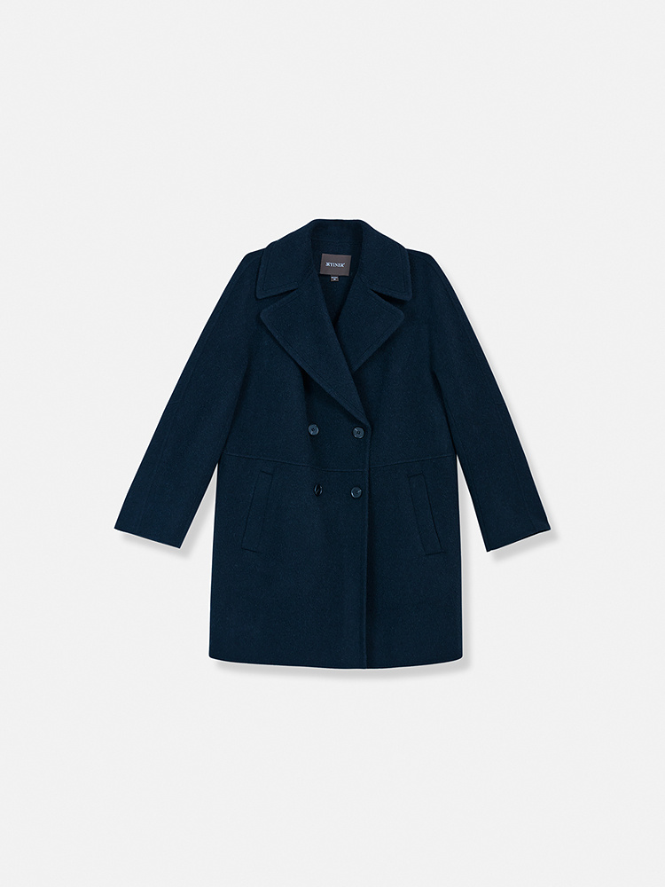 YINER音儿专选2025冬季新款法式西装领羊毛混纺双面呢大衣外套8C65580366