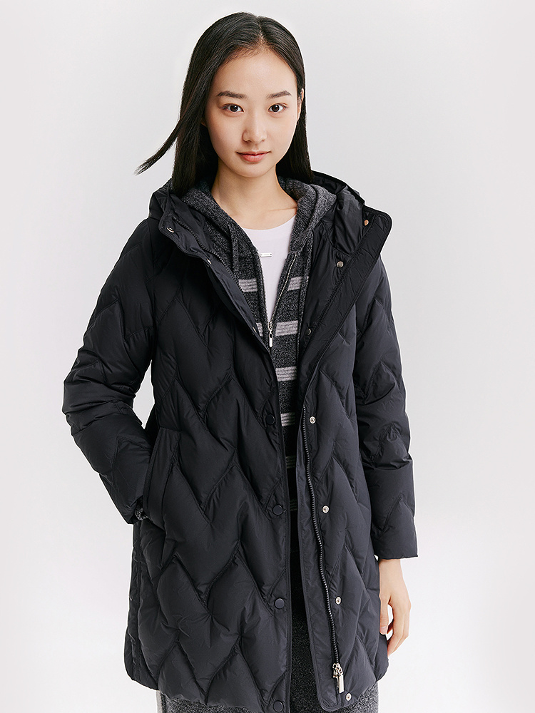 XII BASKET十二篮专选26冬新款波浪菱格中长款白鸭绒羽绒服7C46508160