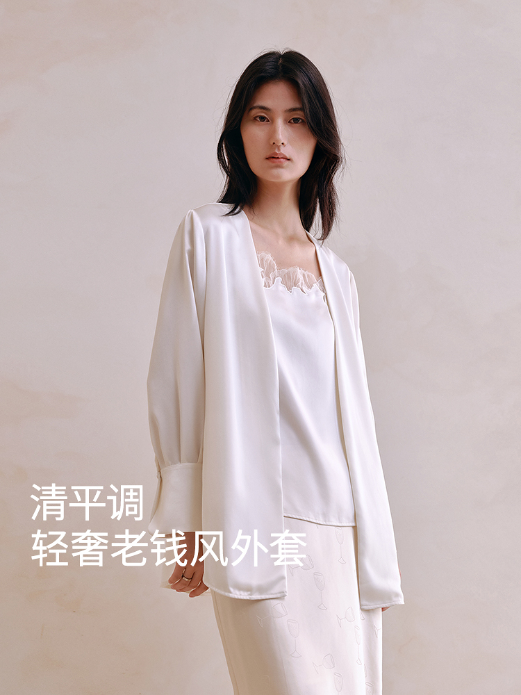 极简风醋酸衬衫外套8J35227120