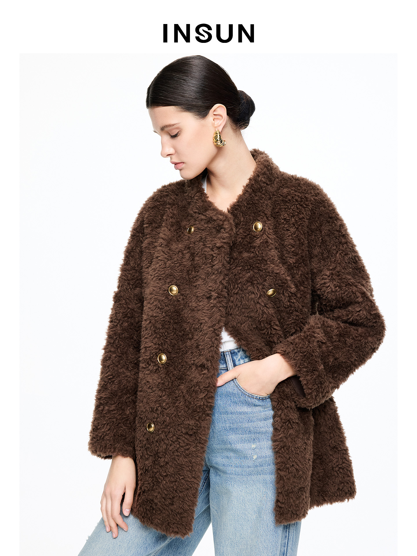 INSUN恩裳2025冬季毛呢外套9C45510010