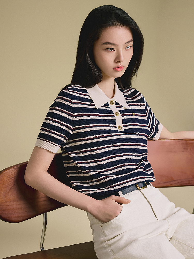 PSALTER诗篇 2026夏季新款复古条纹毛针织衫6C66206273